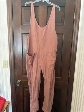 TALULAH Mauve-Rose Cotton Overalls